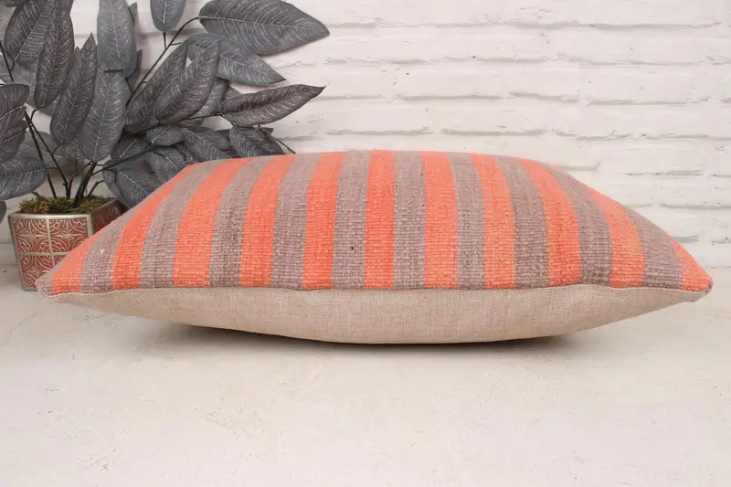 Boho Pillow Sham Cover, Southwestern Pillow Sham, Vintage Kilim Throw Pillow, Throw Kilim Pillow, Cushion Cover, 16x24 Orange Pillow - 5