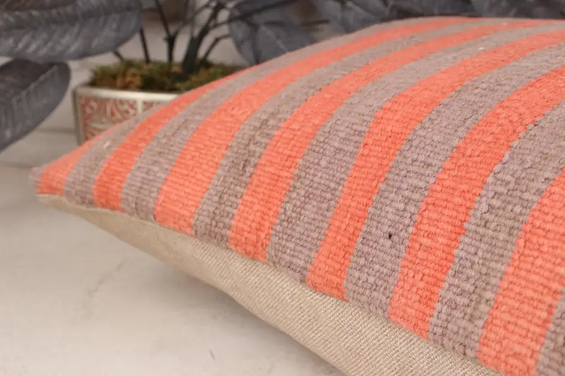 Boho Pillow Sham Cover, Southwestern Pillow Sham, Vintage Kilim Throw Pillow, Throw Kilim Pillow, Cushion Cover, 16x24 Orange Pillow - 7