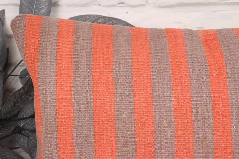 Boho Pillow Sham Cover, Southwestern Pillow Sham, Vintage Kilim Throw Pillow, Throw Kilim Pillow, Cushion Cover, 16x24 Orange Pillow - 2