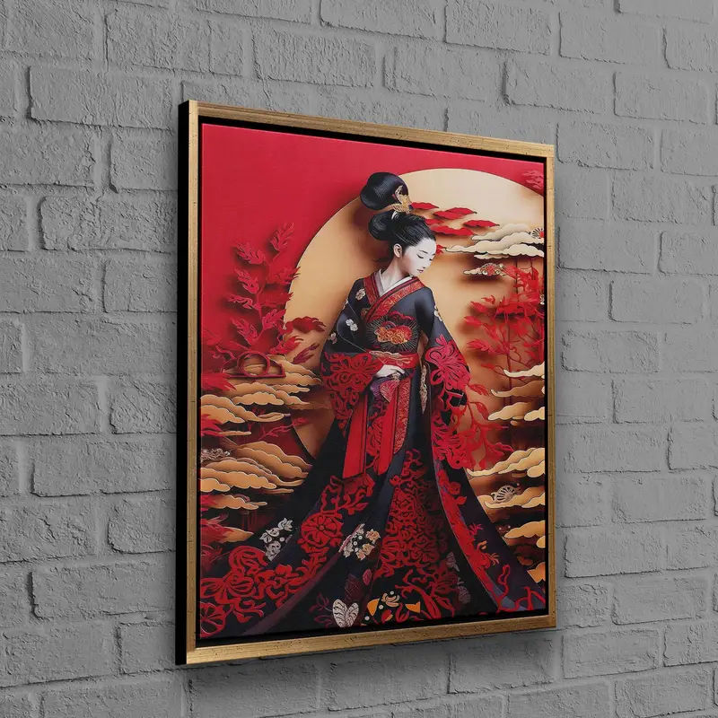 Lienzo elegante de mujer japonesa: impresión artística para decoración del hogar