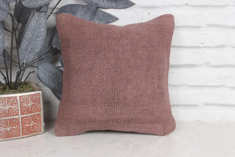 Vintage Kilim Throw Pillow, Oriental Pillow, 12x12 Purple Pillow Cover, Ethnical Kilim Rug Pillow, Cushion, Turkish Kilim Pillow - 1