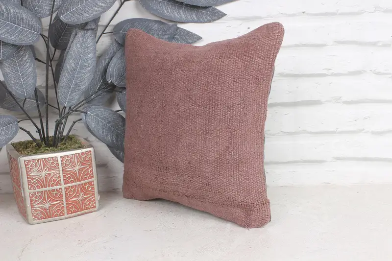 Vintage Kilim Throw Pillow, Oriental Pillow, 12x12 Purple Pillow Cover, Ethnical Kilim Rug Pillow, Cushion, Turkish Kilim Pillow - 3