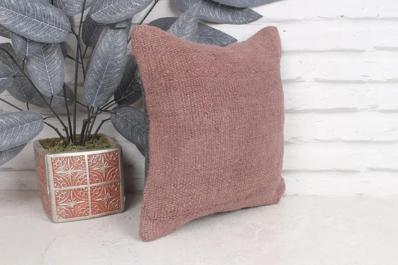 Vintage Kilim Throw Pillow, Oriental Pillow, 12x12 Purple Pillow Cover, Ethnical Kilim Rug Pillow, Cushion, Turkish Kilim Pillow - 4