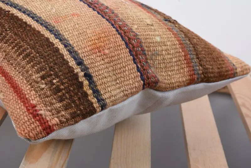 Throw Kilim Pillow, Turkish Kilim Pillow, Sofa Bolster Pillow Case, 12x20 Brown Cushion Case, Outdoor Cushion, Handmade Kilim Cushion, Pillow - 7