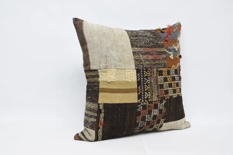 Pillow Sham, Aesthetic Pillow Cover, Wool Kilim Pillow Cushion Cover, Pillow for Sofa, Kilim Pillow Cover, 32x32 Beige Cushion, Pillow for Couch - 3