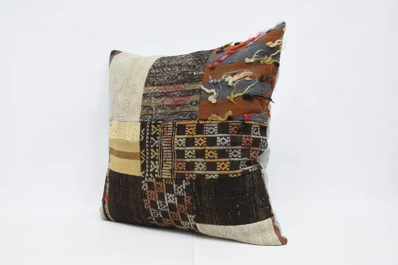 Pillow Sham, Aesthetic Pillow Cover, Wool Kilim Pillow Cushion Cover, Pillow for Sofa, Kilim Pillow Cover, 32x32 Beige Cushion, Pillow for Couch - 4