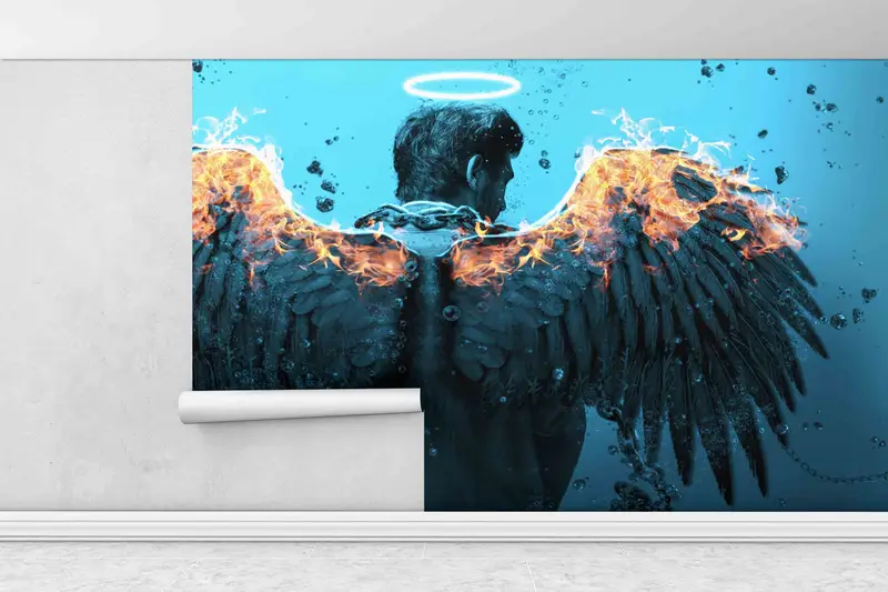 Modern Wall Stickers, Wall Decoration, Abstract Angel Wall Painting, Man Mural, The Sleepless Groom Wall Stickers, Wall Decals Murals, - 8