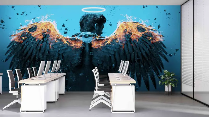 Modern Wall Stickers, Wall Decoration, Abstract Angel Wall Painting, Man Mural, The Sleepless Groom Wall Stickers, Wall Decals Murals, - 1