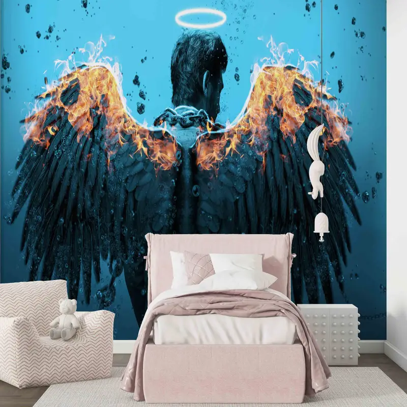 Modern Wall Stickers, Wall Decoration, Abstract Angel Wall Painting, Man Mural, The Sleepless Groom Wall Stickers, Wall Decals Murals, - 9