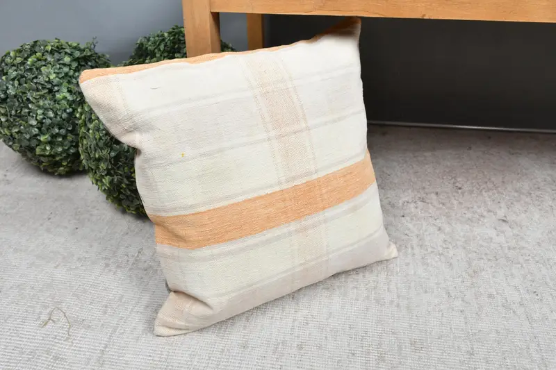 Boho Pillow Sham Cover, Morroccon Kilim Cushion Pillow Sham, Cushion Case, Pillow for Couch, Kilim Cushion Sham, 16x16 White Pillow Case - 7