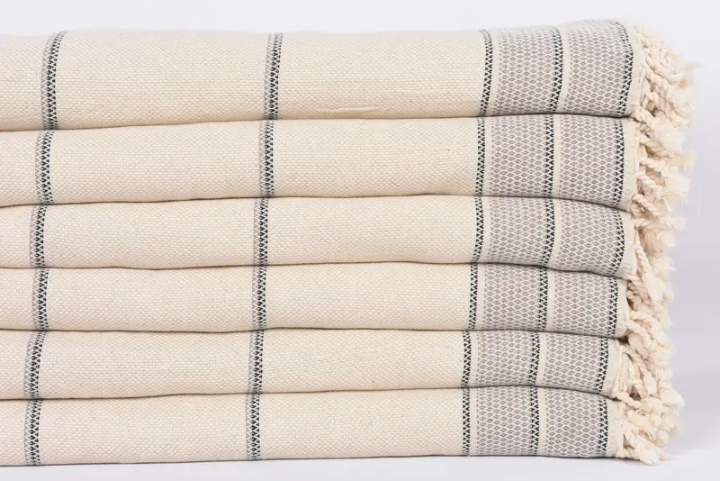 Woven Blanket, 104x96 Cotton Striped Towel, Turkish Beach Blanket, Throw Blanket Couch, Custom Wedding Gifts, Turkish Bedcover, Welcome Wedding Gift - 3