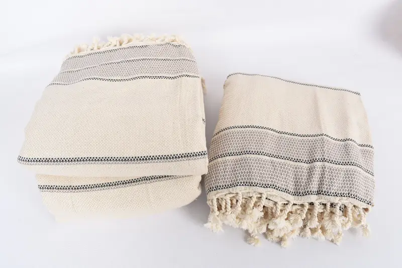 Woven Blanket, 104x96 Cotton Striped Towel, Turkish Beach Blanket, Throw Blanket Couch, Custom Wedding Gifts, Turkish Bedcover, Welcome Wedding Gift - 7