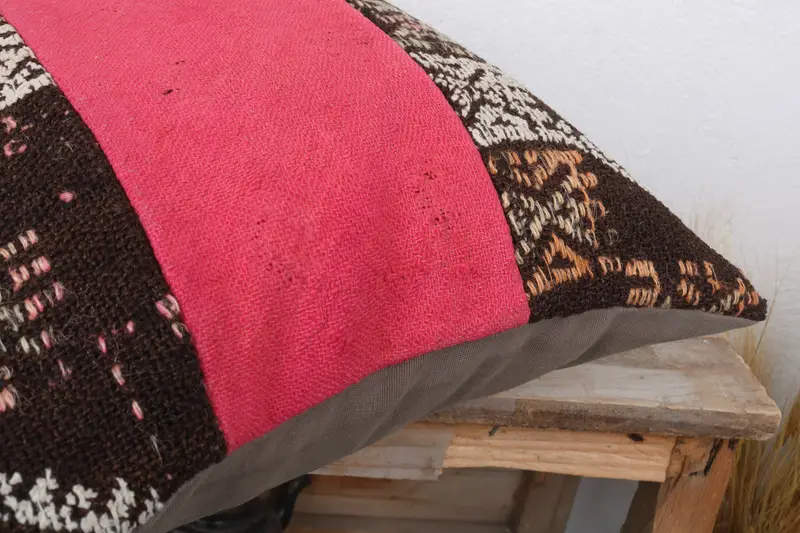 Kilim Pillow Cover, Cushion, Ikat Pillow Sham, Turkish Bench Pillow Case, 16x16 Pink Pillow Case, Pillow for Couch, Throw Kilim Pillow - 6