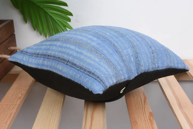 Crochet Pattern Cushion, Indoor Cushion Case, Throw Kilim Pillow, Pillow Sham, 12x12 Blue Pillow, Turkish Pillow, Vintage Pillow - 6