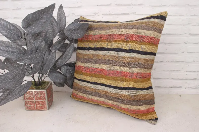 Christmas Cushion, Authentic Pillow, Interior Designer Pillow, Muted Cushion Case, Kilim Pillow Cover, 20x20 Red Pillow, Cushion Cover, Boho Pillow - 4
