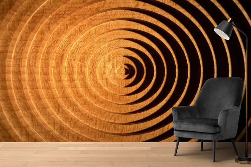 Çağdaş Baskılı Duvar Kağıdı: Trendy Geometrik Ahşap Doku Tasarımı