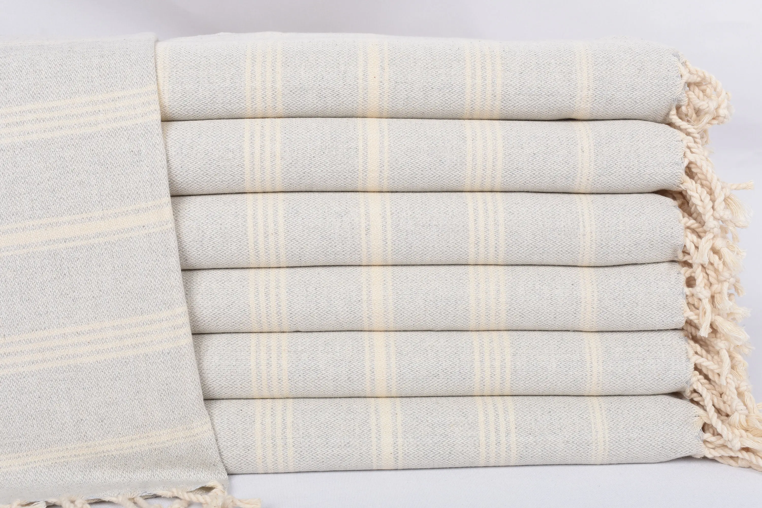 Small Bath Towels Light Gray Striped Tea Towel, 38x24 Inches - 1
