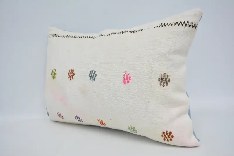 Turkish Pillow, 16x24 White Pillow Case, Cushion Case, Home Decor Pillow, Tapestry Pillow Cover, Turkish Bench Pillow Case, Turkish Kilim Pillow - 4