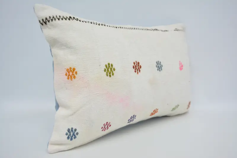 Turkish Pillow, 16x24 White Pillow Case, Cushion Case, Home Decor Pillow, Tapestry Pillow Cover, Turkish Bench Pillow Case, Turkish Kilim Pillow - 3