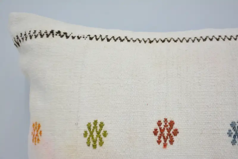 Turkish Pillow, 16x24 White Pillow Case, Cushion Case, Home Decor Pillow, Tapestry Pillow Cover, Turkish Bench Pillow Case, Turkish Kilim Pillow - 2