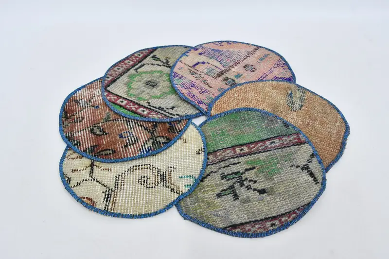 ボヘミアン サークル プレースマット、オレンジ & ブロンズ コットン ウール デコレーション