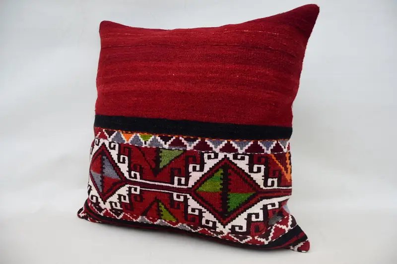 28x28 Red Pillow Case, Sustainable Pillow Case, Turkish Pillow, Pillow Case, Vintage Pillow, Vintage Kilim Throw Pillow - 3
