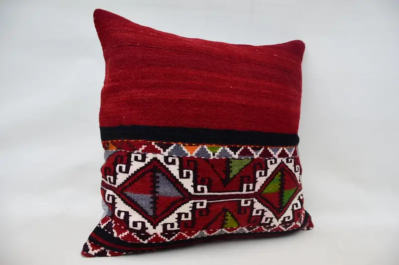 28x28 Red Pillow Case, Sustainable Pillow Case, Turkish Pillow, Pillow Case, Vintage Pillow, Vintage Kilim Throw Pillow - 2
