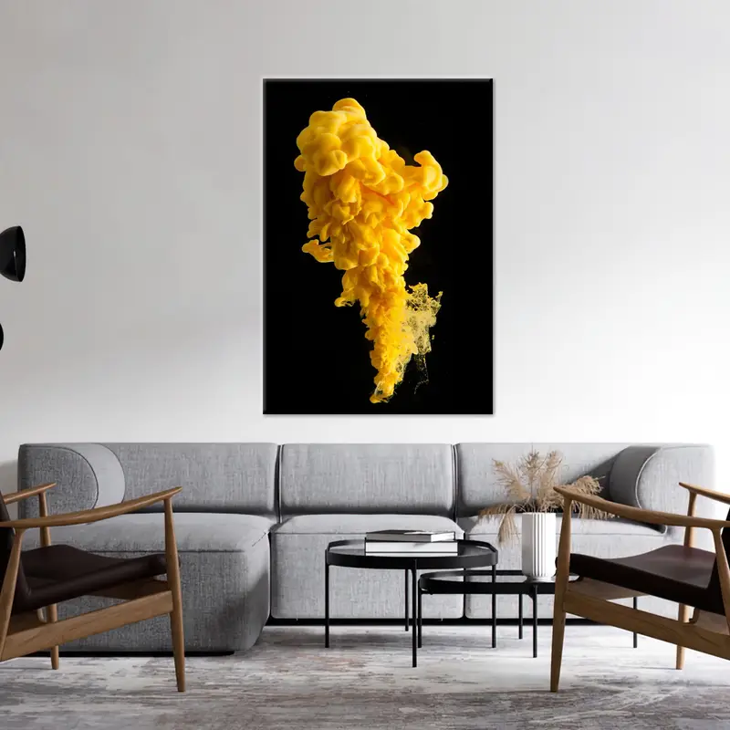 Abstract Black and Yellow Printed Canvas - Modern Art Decor