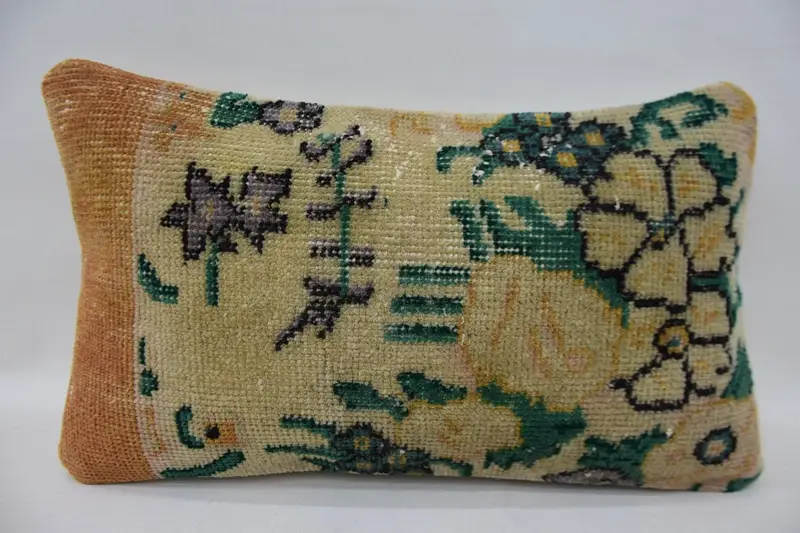 Throw Cushion Cover, Moroccan 12x20 inch Beige Halloween Gift Wool Pillow Case - 1
