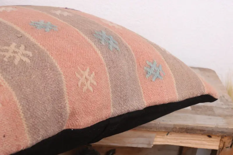 Pillow Case, Southwestern Cushion Case, Handmade Kilim Cushion, Boho Pillow, 18x18 Orange Pillow Cover, Boho Pillow Sham Cover - 6