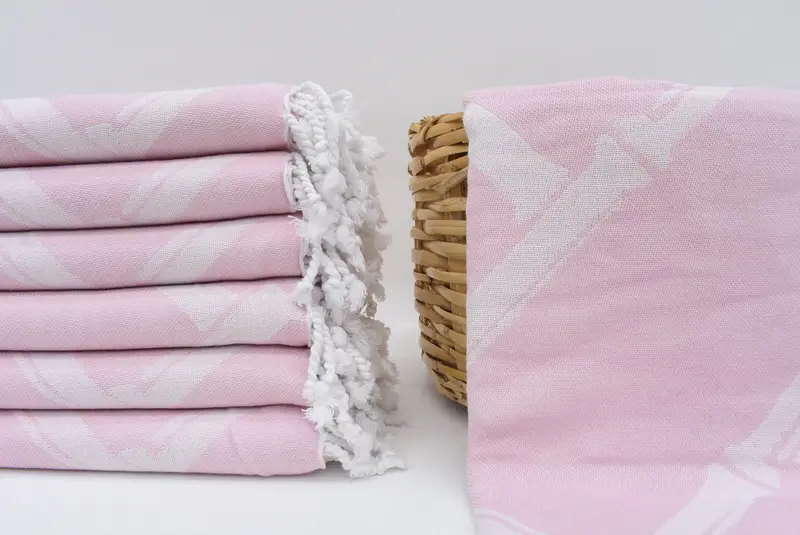 Personalized Towel Light Pink Bamboo Branch Pattern, 70x40 Inches