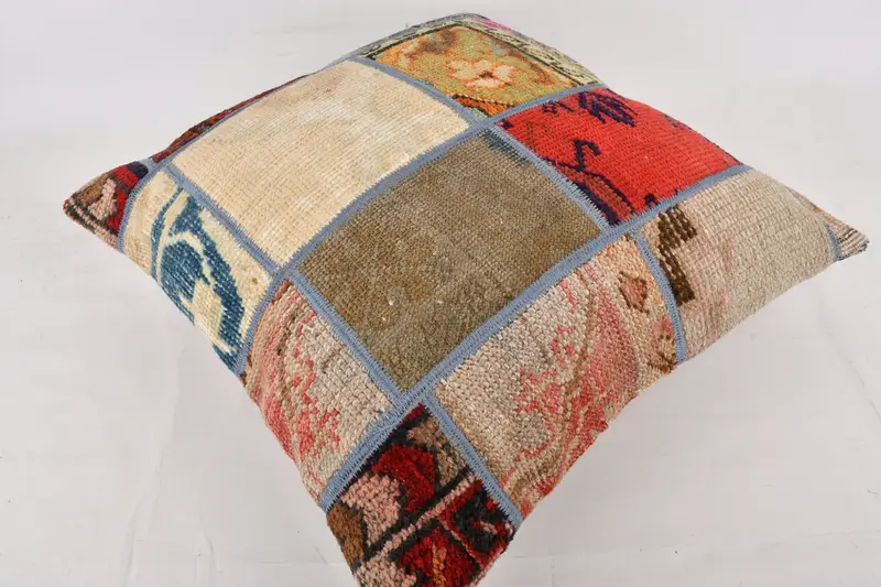 Boho Throw Cushion Case, Comfy Throw Cushion Cover, Throw Kilim Pillow, 24x24 Beige Cushion Case, Vintage Kilim Throw Pillow, Gift Pillow, Pillow - 6