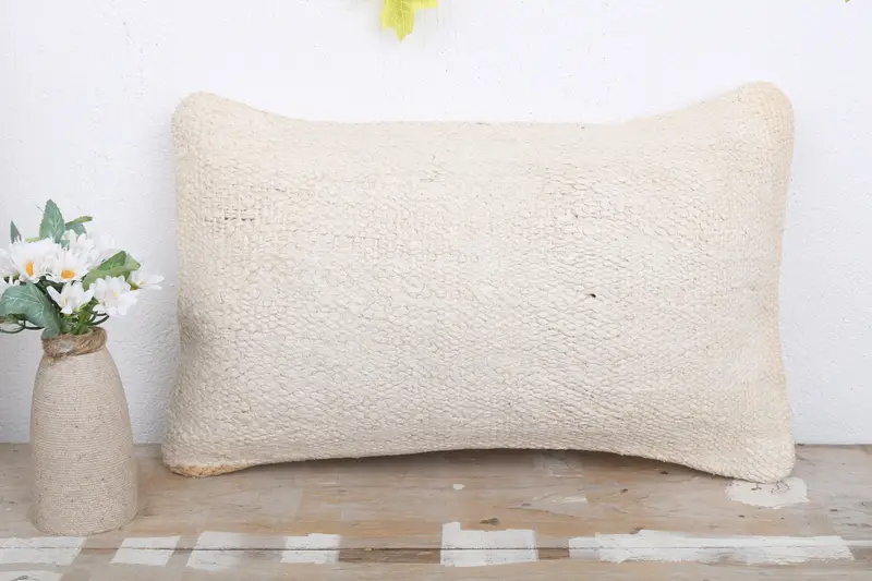 Lounge Throw Cushion, Boho Pillow, Kilim Pillow, Pillow Case, 12x20 White Pillow, Boho Pillow Sham Cover, Tribal Cushion, Garden Pillow - 2