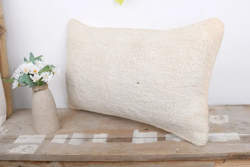 Lounge Throw Cushion, Boho Pillow, Kilim Pillow, Pillow Case, 12x20 White Pillow, Boho Pillow Sham Cover, Tribal Cushion, Garden Pillow - 4