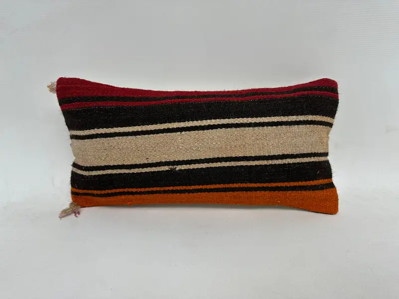 Customized Pillow, Pillow Sham, Decorative Bolster Pillow, Turkish Kilim Pillow, Kilim Pillow, Interior Designer Pillow, 8x16 Brown Pillow - 1