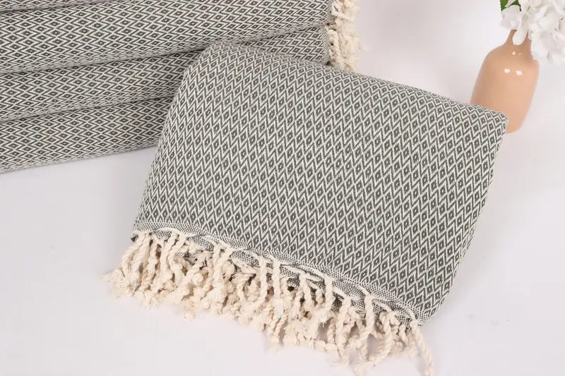 Housewarming Gift, Aesthetic Blanket, 96x80 Cotton Diamond Towel, Turkish Cotton Throw Blanket, Bedspread, Gift For Bride, Bridal Shower Gift - 4
