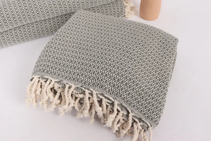 Housewarming Gift, Aesthetic Blanket, 96x80 Cotton Diamond Towel, Turkish Cotton Throw Blanket, Bedspread, Gift For Bride, Bridal Shower Gift - 5