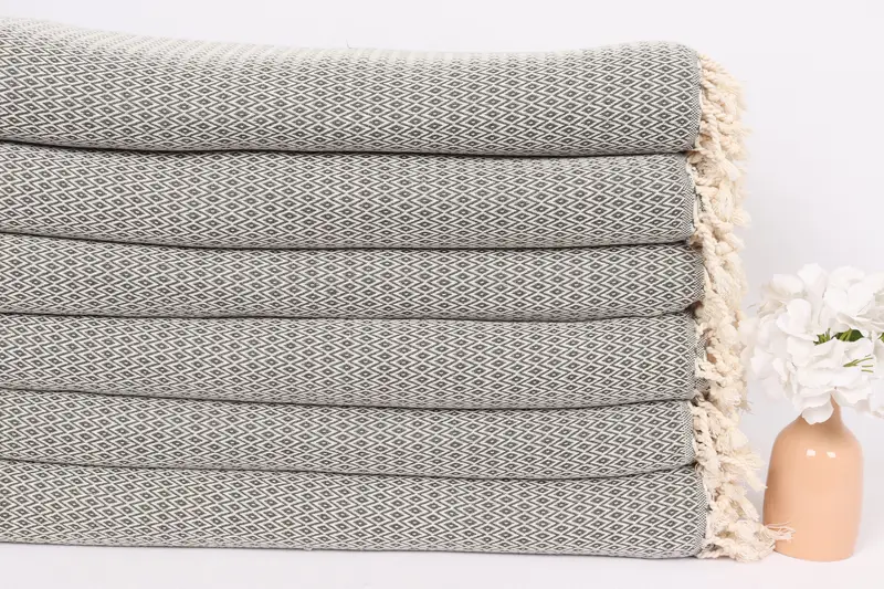 Housewarming Gift, Aesthetic Blanket, 96x80 Cotton Diamond Towel, Turkish Cotton Throw Blanket, Bedspread, Gift For Bride, Bridal Shower Gift - 3