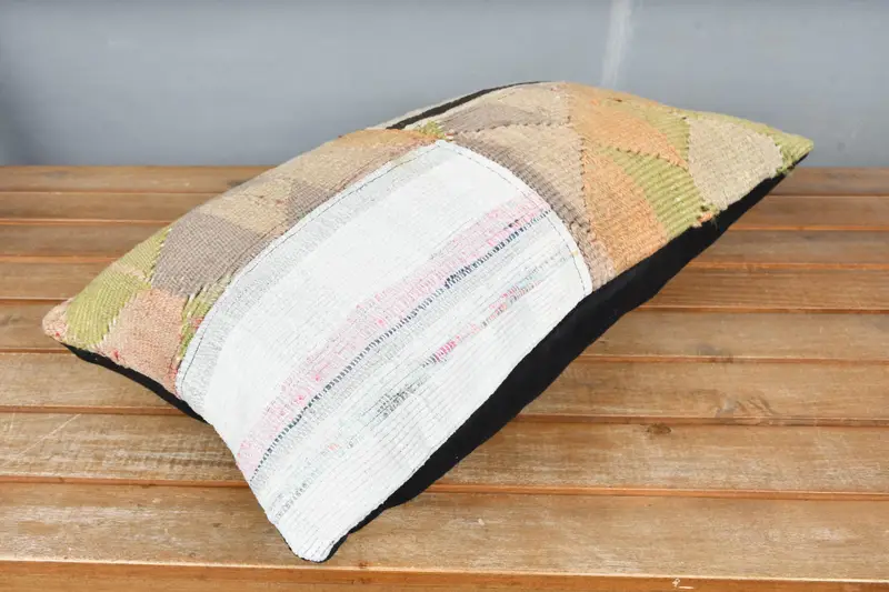 Pillow Cover, Antique Pillows, 12x20 White Pillow Sham, Ethnical Kilim Rug Pillow, Seat Pillow Cover, Traditional Pillow Sham, Home Decor Pillow - 2
