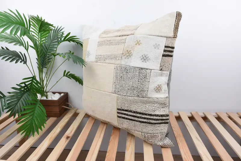 Turkish Pillow, Turkish Kilim Pillow, 28x28 White Pillow Case, Cushion Case, Outdoor Pillow Cover, Shabby Chic Cushion, Pillow for Sofa - 5