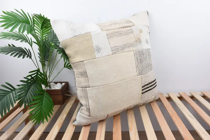 Turkish Pillow, Turkish Kilim Pillow, 28x28 White Pillow Case, Cushion Case, Outdoor Pillow Cover, Shabby Chic Cushion, Pillow for Sofa - 4