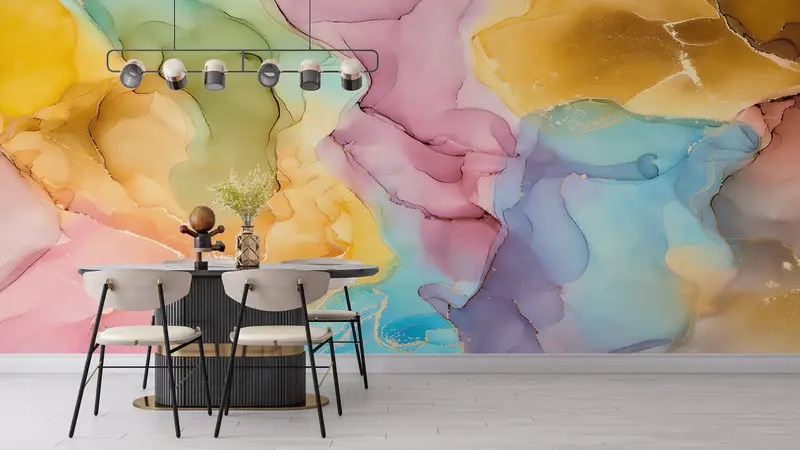 Elegante bedruckte Tapete: Fusion aus Gold und luxuriösem Marmor