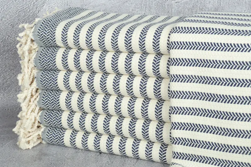 Monogrammed Beach Towel Turkish Cotton Navy Chevron, 40x71 Inches