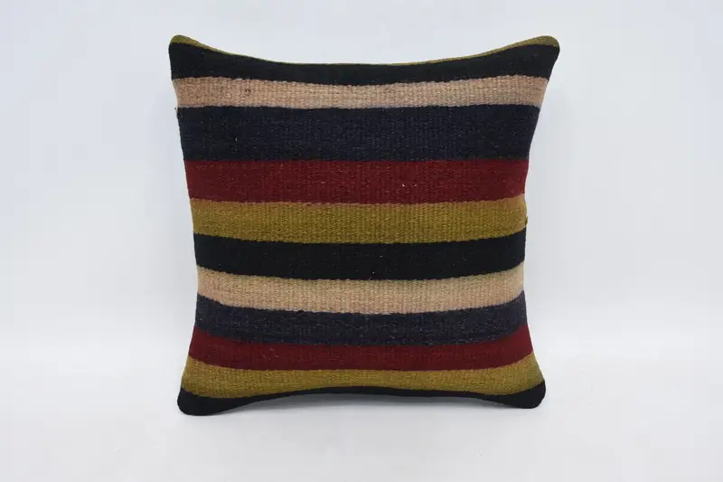 Pillow Sham, Turkish Corner Pillow Sham, Shabby Chic Cushion Cover, 16x16 Brown Pillow Case, Kilim Cushion Sham, Turkish Pillow, Kilim Pillow - 1