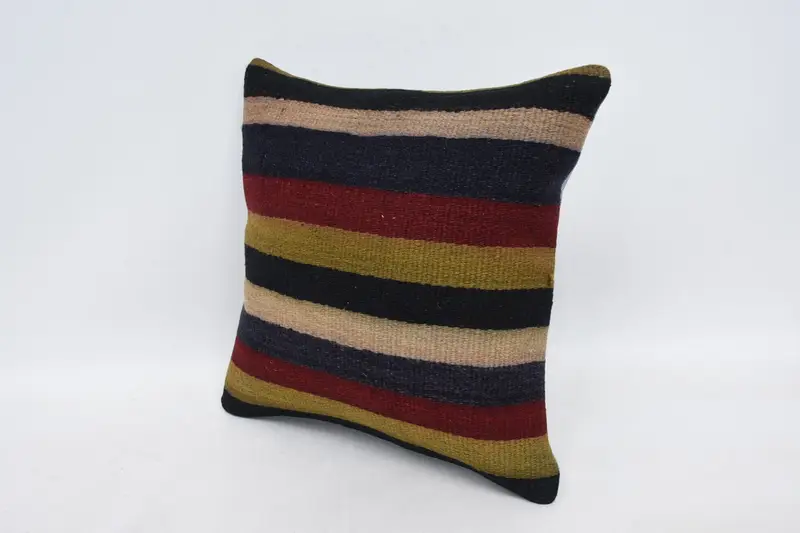 Pillow Sham, Turkish Corner Pillow Sham, Shabby Chic Cushion Cover, 16x16 Brown Pillow Case, Kilim Cushion Sham, Turkish Pillow, Kilim Pillow - 4