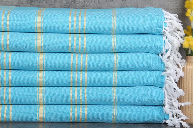 Beach Towel Custom Turquoise-Yellow Turquoise-Beige 40x71 Inches