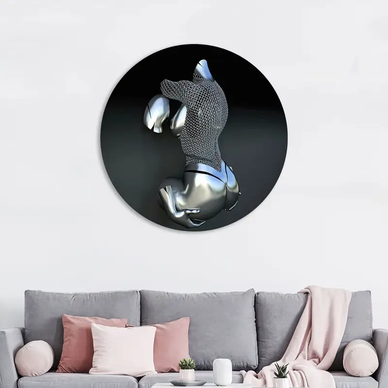 Silberne abstrakte Paar-Leinwand: Elegantes Valentinstagsgeschenk für Frau