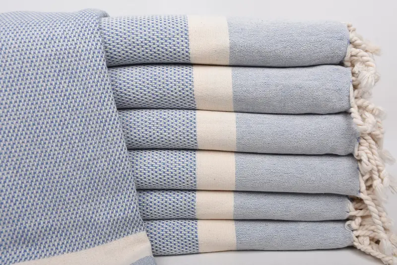 Light Blue Striped Turkish Cotton Towel, Bachelorette Party Favors, 70x36 Inches