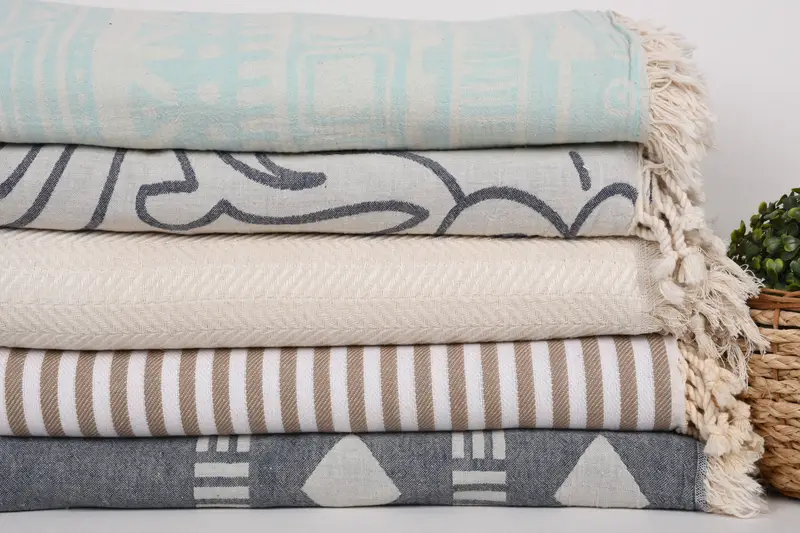 Beach Wedding Favor, Throw Blanket for Bed, Bachelorette Party Favors, Monogram Blanket, Woven Throw Blanket, 80x60 Cotton Set of 5 Towel - 3