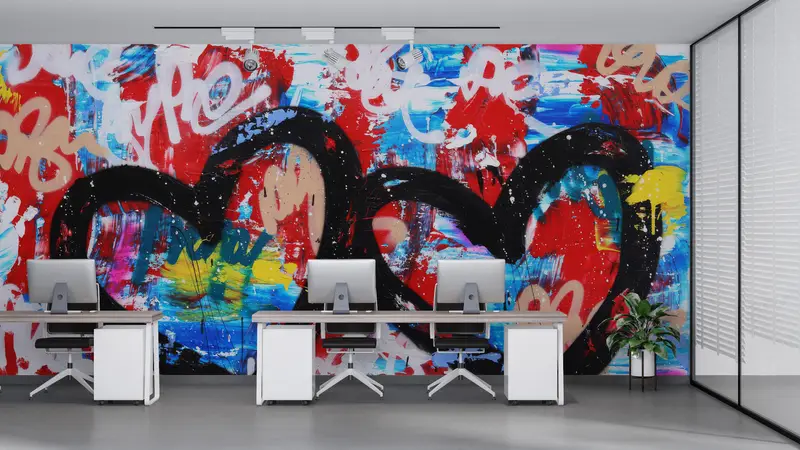 Hearts Graffiti Wall Art, Hearts Paper Craft, Paper Cutting Art, Graffiti Wall Poster, Love Wall Art, Removable Wall Paper, - 7